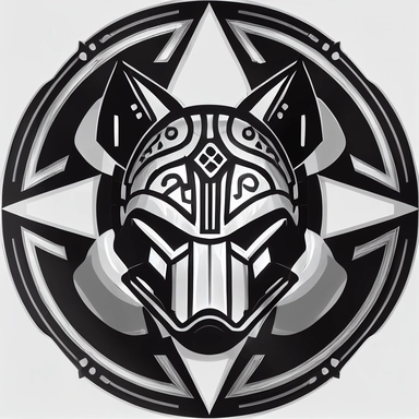 icon clipart of a dire wolf head and a sun in the back black and white as a Star Wars mandalorian signet symmetric