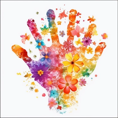 Flower Handprint Craft Art,For Mom or Grandparents Handprint clipart 8k
