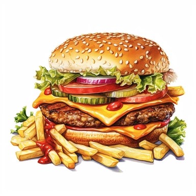 fast food single item clipart,on white background with margins