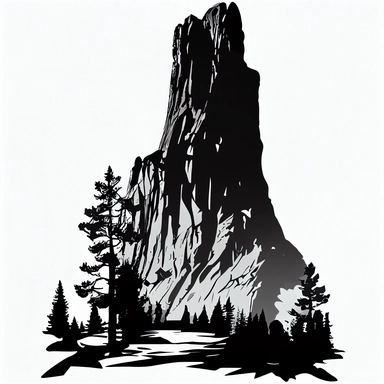 Devil's Tower Rock Formation SVG, PNG, EPS. Cricut. Mountain svg clipart. Silhouette svg cut file, full shot, centered, white background. blank background