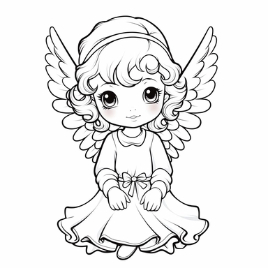 christmas angel simple and crisp coloring pages for kids clipart white background