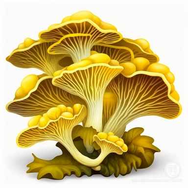 clump of light yellow oyster mushrooms clipart