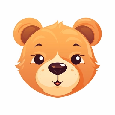 fantasy happy cute bear face, cartoon, clipart, mascot, isolated on white background