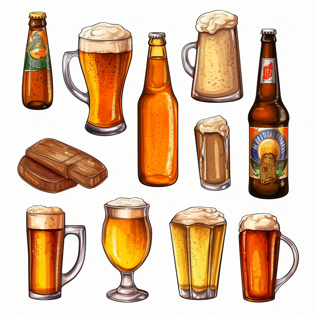 Beer Accessories: Create clipart of beer-related accessories like ...