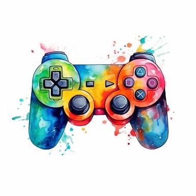 pchibi gamepad, 90s Retro dirty style Sublimation Clipart, watercolor, isolated on white background