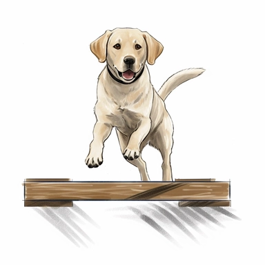 Labrador Retriever, Agility Training, cartoon, Clipart, white background, no text, no caption