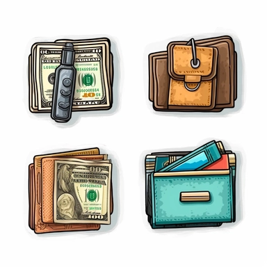 money clip art stickers, 2d illustrations