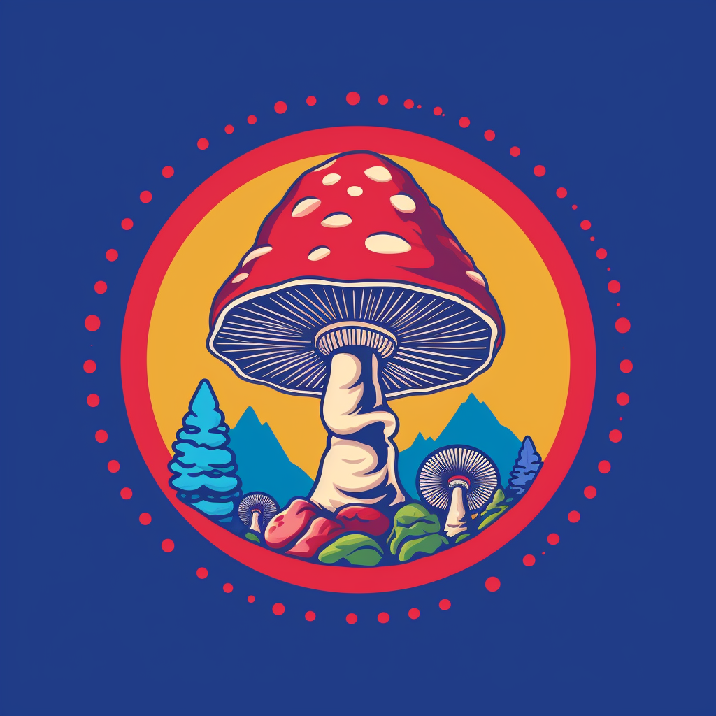 graphic bold, magic mushroom round logo, clipart, Colorado state flag ...