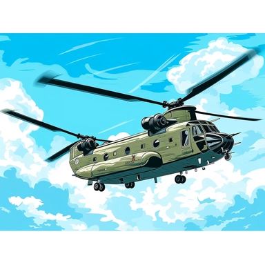chinook helicopter flying in sky clipart