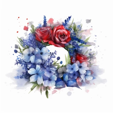 create some beautiful watercolor clip art for memorial day, white background