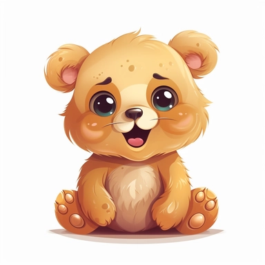 fantasy happy cute bear mamal face, cartoon, clipart, mascot, isolated on white background