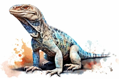 Watercolor, Earless Monitor Lizard Reptile, clipart, hd, on a white background, spaced out