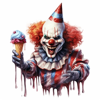 Spooky Clown Terrifier Halloween Clipart isolated on white background
