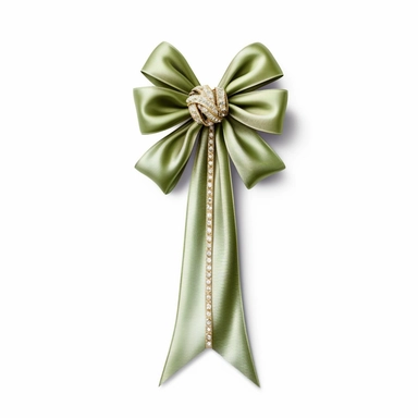 one biggest huge pastel khaki green thin ribbon bow delicate long long tail silk ribbon clipart luxury pearl and gemstone long charm jewelry decoration transparent png aesthetic truly timeless elegance premium luxury ornate photo realistic honestly reality consistent quality unique exquisite iridescence individuality array of rich treasured throughout the ages refinement symbolizing luxury glamour allure wonders oluminous quality light in a myriad of enchanting royal jewelry delicate polished so