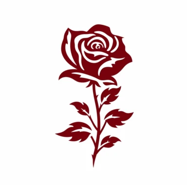red rose flower silhouette vector flat simple identification symbol white backround white background minimalistic clipart png svg
