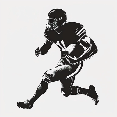 american football clipart, black and white, flat, minimalist