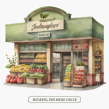 Watercolor Grocery Store Inside Clipart