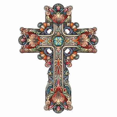 beautiful cross clipart, contour, white background no jesus