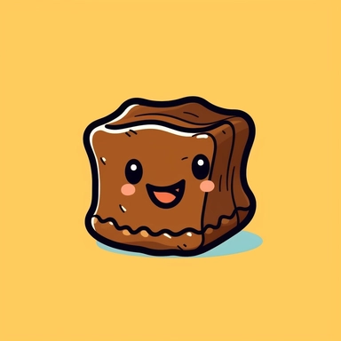 Create a charming clipart of a little nut-brown brownie with a simple, high-contrast background. The brownie should look cheerful and whimsical, with cute features that make it instantly endearing. Render the brownie in a classic cartoon style, utilizing bold outlines and bright colors to capture a fun, playful energy. Make sure to emphasize the brownie's nut-brown hue with expert shading and texture, highlighting its adorable, pint-sized figure for maximum visual impact.