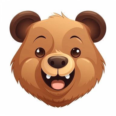 fantasy happy cute bear face, cartoon, clipart, mascot, isolated on white background