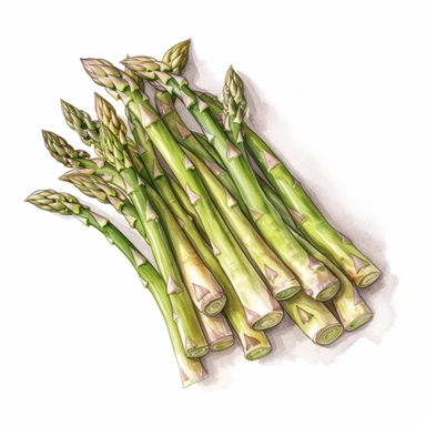 a bunch of asparagus ,watercolor sketch, clipart, white background