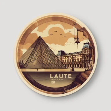 clipart Travel sticker design,Louvre Museum in france, removed background, png clipart, not circle shape, one sticker--ar 2:3