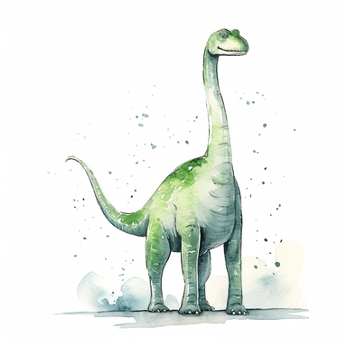 diplodocus, for childrens book, watercolour, outlined, thin lines, white background, vector art, clipart