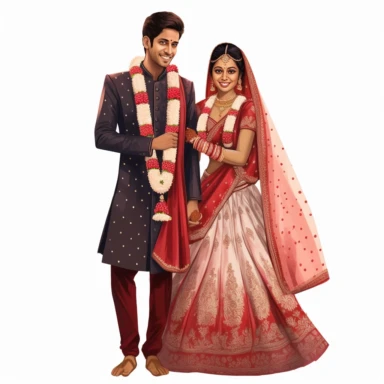 indian wedding clipart,cartoon art [full body] [hyper Real] [bride]