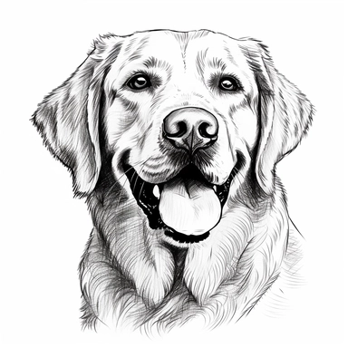 Retriever clipart no background, white, black, svg, sketchbook,free lines, on paper
