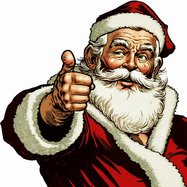 santa claus pointing his index finger at you, clipart