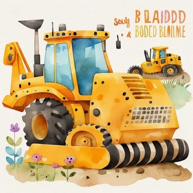 bulldozer for kids watercolor items clipart