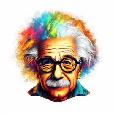 supercool badass funny sunglasses on psychedelic Albert Einstein, award winning, 2d, logo clipart, white background