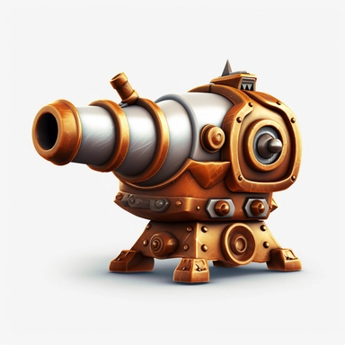 Design cute semi-realistic 3d Cannon clipart, on white background