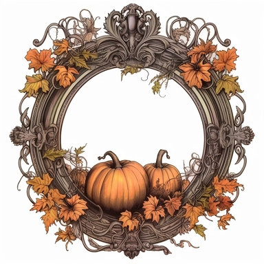 victorian Halloween frame, clipart style, color pencil technique, super high quality, high resolution on a white background
