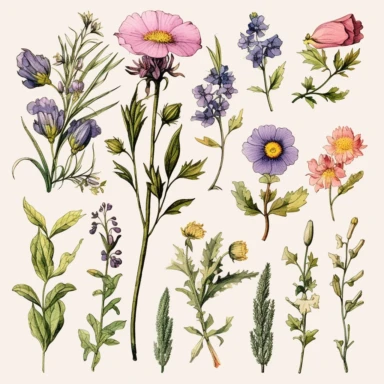 Clipart, vintage, watercolor, May Flower illustration, hand drawn, texture