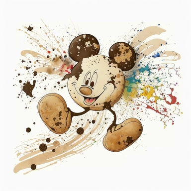 cookies in the shape of Mickey Mouse, funny,sweet , watercolor, watersplash, White Background, Clipart