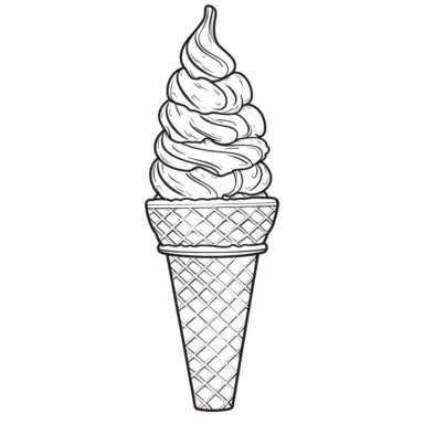 ice cream, for kids, simple, all black and white for coloring book, isolated, line art, printable outline art, digital art, clip art, only outerlines, black lines,