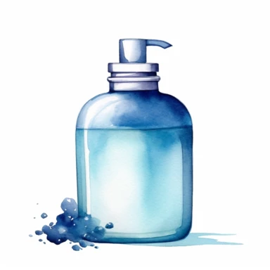 watercolor blue lotion bottle clipart on white background