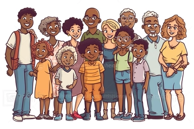 In This Family, No One Fights Alone, clipart, white background, cartoon ,
