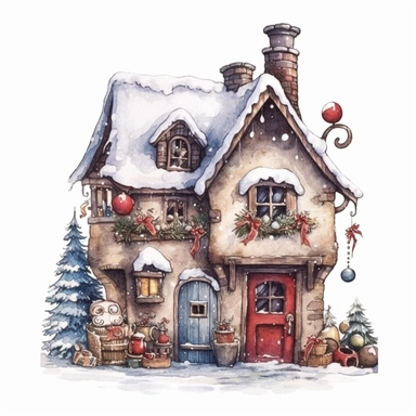 cute Christmas scene, Ornamental watercolor, clipart, I can't believe how beautiful this is