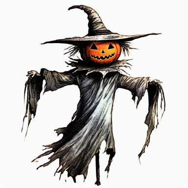 halloween scarecrow clipart clipart, in the style of mysterious expressionism, realistic yet stylized, 1970–present, associated press photo, halloween, gothic-influenced, high definition image,