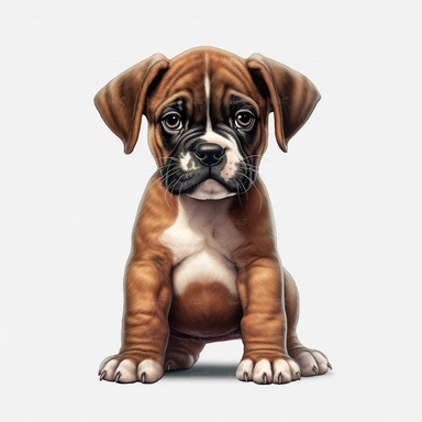 Boxer puppy, Clipart, Digital art, disney style, hyperdetailed, 1080p, Ultra-HD white background
