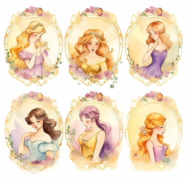 princess disney free clip art pcs 09969 princess disney clip art pcs 09969 princess pcs 099, in the style of ethereal watercolor washes, kate greenaway, tsubasa nakai, muted whimsy, , hand-coloring, yellow and violet