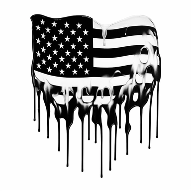 graphic black and white clip art melting american flag