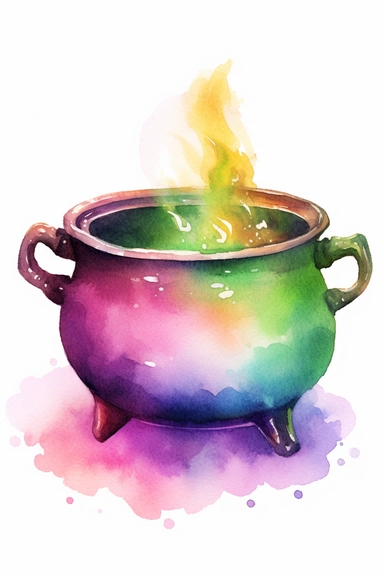 cauldron watercolor clipart cute isolated on white background