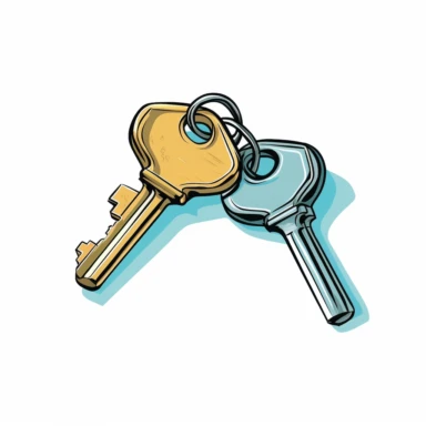 a pair of keys on a keychain clipart