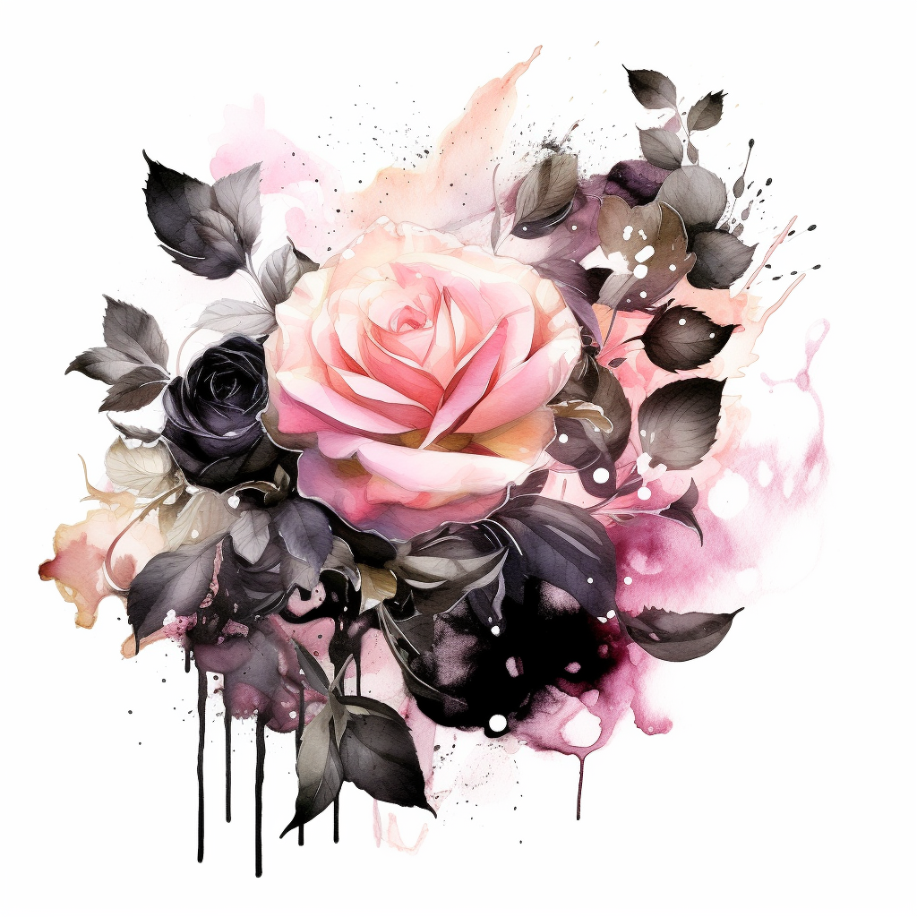 black and white rose clipart