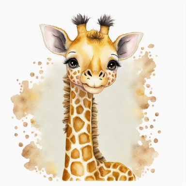 Giraffe little animal clipart, baby portrait cub, kids cute, nursery art, baby-shower PNG, Transparent backgraund