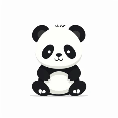cute baby panda silhouette vector flat simple identification symbol white backround white background minimalistic clipart png svg