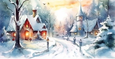 Adorable Christmas scene, clipart, disney animation style, watercolor, white background, I can’t believe how beautiful this is